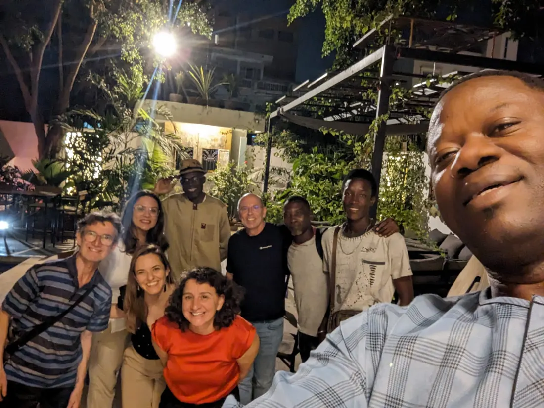 Group selfie in the LomanArt garden on the night of the exhibition